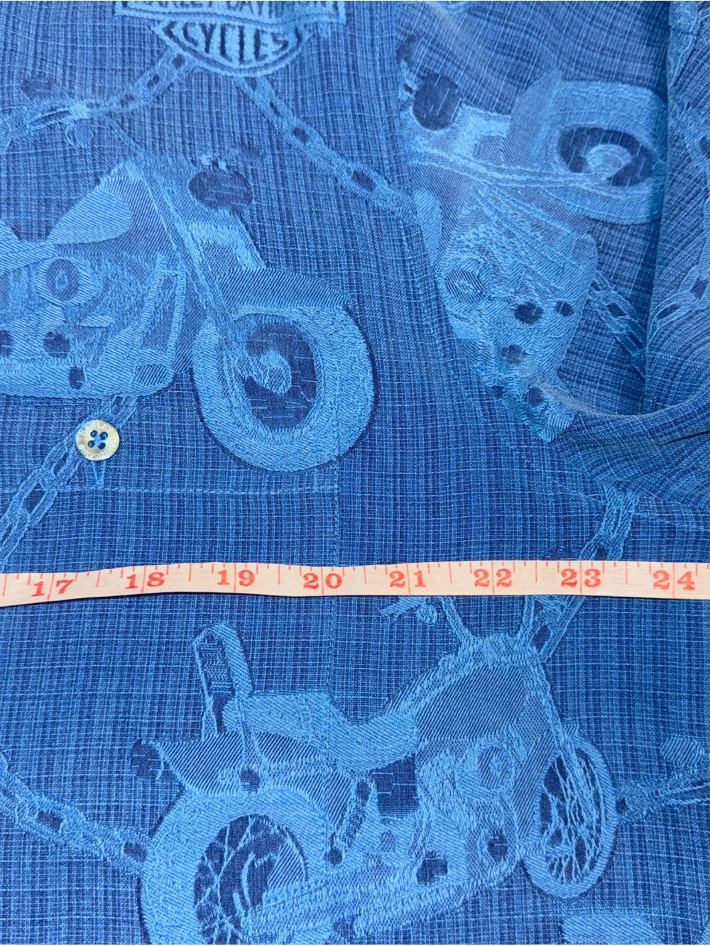 Harley Davidson Shirt Men’s L Blue Silk Tori Richard Motorcycle Graphic Vintage - Picture 9 of 10
